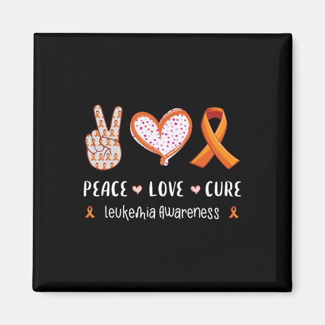Peace Love cure leukaemia awareness men women kids Magnet (Front)