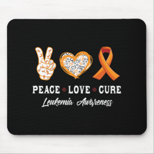 Peace Love cure Leukaemia awareness men women kids Mouse Mat