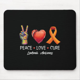 Peace Love cure leukaemia awareness men women kids Mouse Mat
