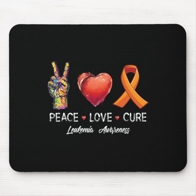 Peace Love cure leukaemia awareness men women kids Mouse Mat (Front)