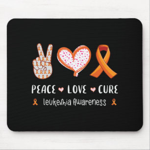 Peace Love cure leukaemia awareness men women kids Mouse Mat