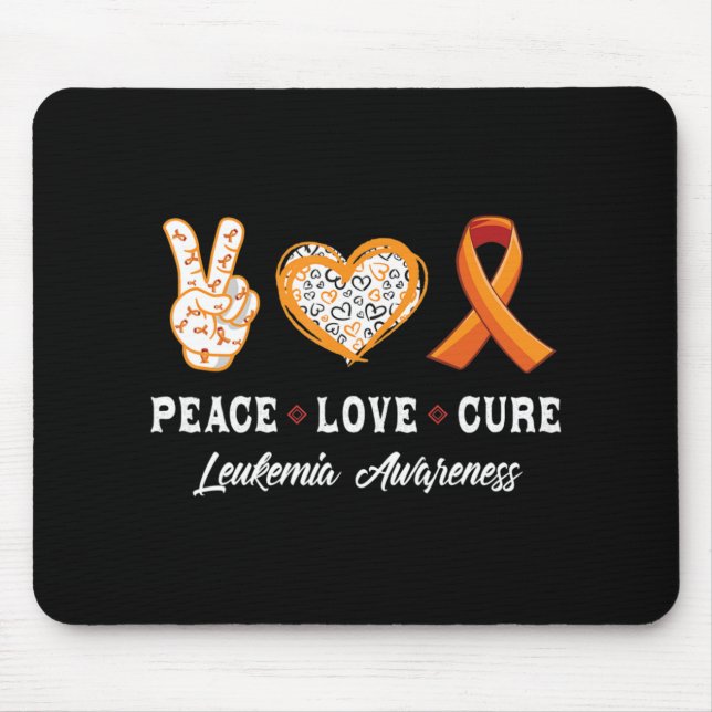 Peace Love cure Leukaemia awareness men women kids Mouse Mat (Front)