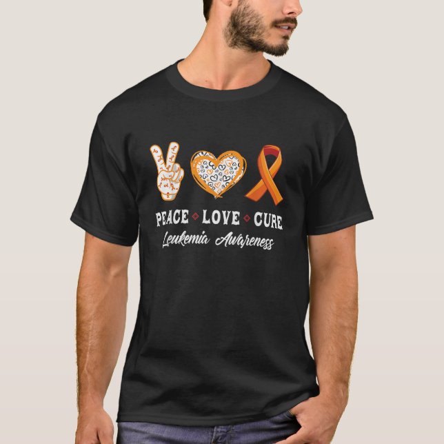 Peace Love cure Leukemia awareness men women kids  T-Shirt (Front)