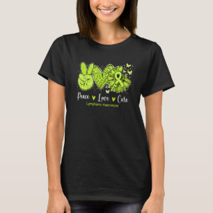 Peace Love Cure Lime Green Ribbon Lymphoma Awarene T-Shirt
