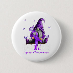 Peace Love Cure Lupus Awareness Purple Ribbon 6 Cm Round Badge