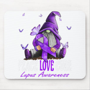 Peace Love Cure Lupus Awareness Purple Ribbon Mouse Mat
