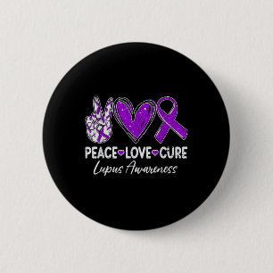 Peace Love Cure Lupus Awareness Warrior Purple Rib 6 Cm Round Badge