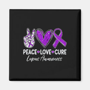 Peace Love Cure Lupus Awareness Warrior Purple Rib Magnet
