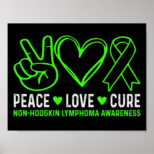 Peace Love Cure Lymphoma Awareness Support Poster (Front)
