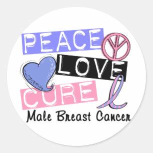 Peace Love Cure Male Breast Cancer Classic Round Sticker