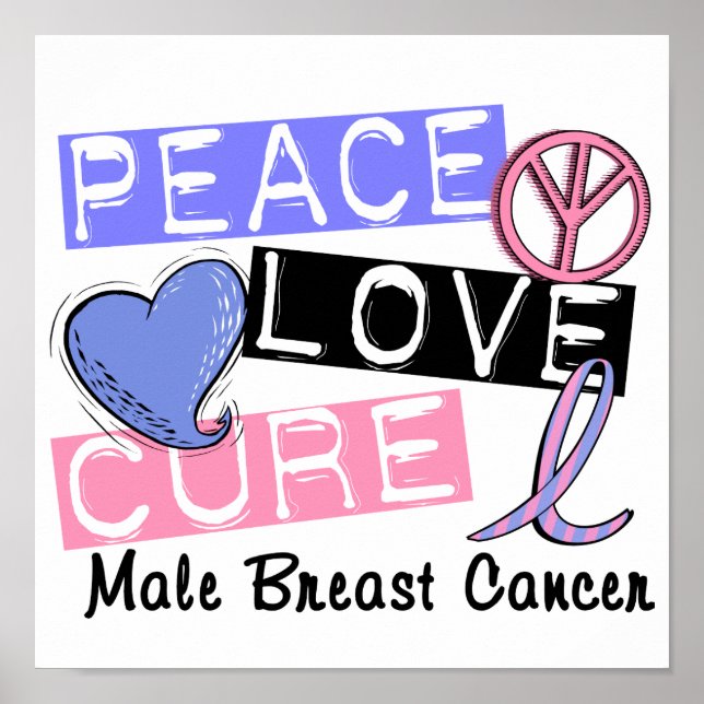 Peace Love Cure Male Breast Cancer Poster (Front)