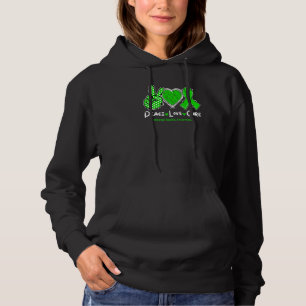 Peace Love Cure Mental Health Awareness Green Ribb Hoodie