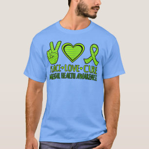 Peace Love Cure Mental Health Awareness Supporter T-Shirt