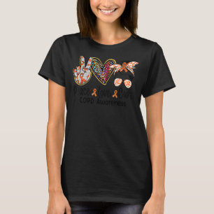 Peace Love Cure Messy Bun Women Copd Awareness T-Shirt
