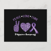 Peace Love Cure Migraine Awareness Ribbon