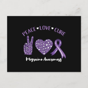 Peace Love Cure Migraine Awareness Ribbon Postcard