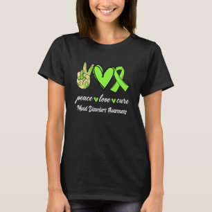 Peace Love Cure Mood Disorders Lime Green Ribbon A T-Shirt