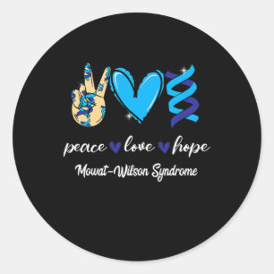 Peace Love Cure Mowat-wilson Syndrome Blue Ribbon Classic Round Sticker