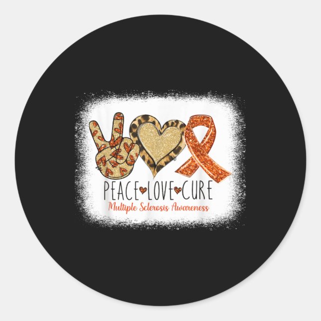 Peace Love Cure Multiple Sclerosis Awareness Ms Wa Classic Round Sticker (Front)