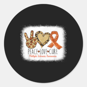 Peace Love Cure Multiple Sclerosis Awareness Ms Wa Classic Round Sticker