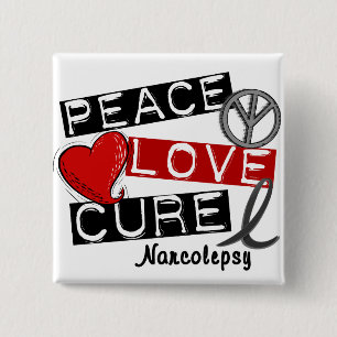 PEACE LOVE CURE NARCOLEPSY 15 CM SQUARE BADGE