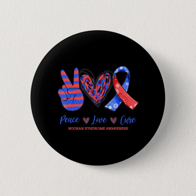 Peace Love Cure Noonan Syndrome Awareness 6 Cm Round Badge (Front)