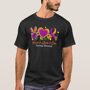 Peace Love Cure Orange Purple Ribbon Psoriasis Awa T-Shirt