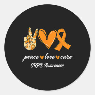 Peace Love Cure Orange Ribbon Crps Awareness Gift Classic Round Sticker