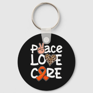 Peace Love Cure Orange Ribbon Leukaemia Awareness  Key Ring