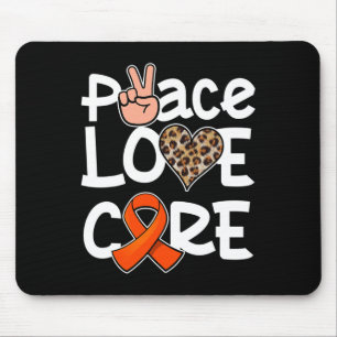 Peace Love Cure Orange Ribbon Leukaemia Awareness  Mouse Mat