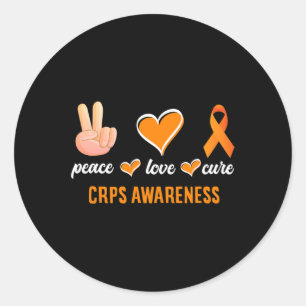 Peace Love Cure Orange Ribbon Rsd Crps Awareness Classic Round Sticker