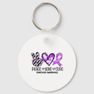 Peace Love Cure Overdose Awareness Key Ring