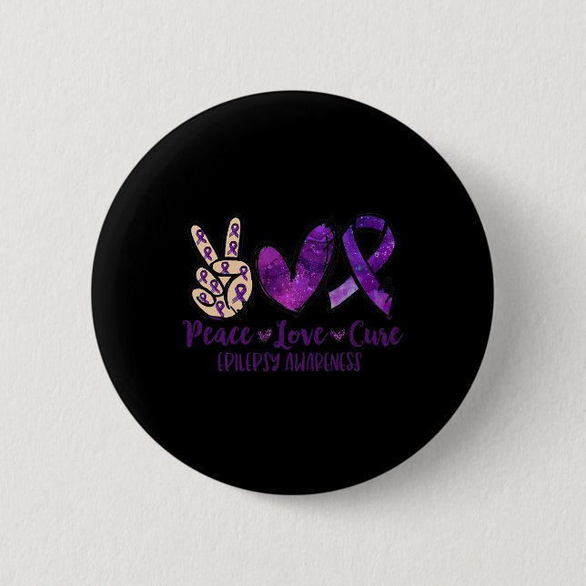 Peace love Cure Overdose Awareness Ribbon  6 Cm Round Badge (Front)