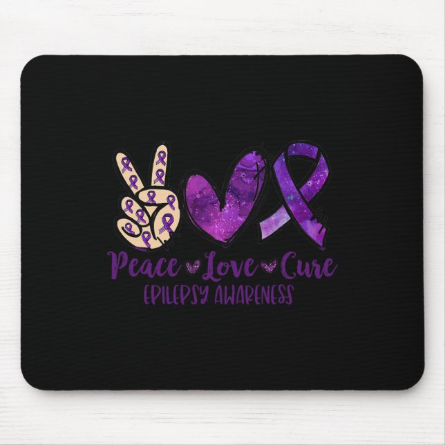 Peace love Cure Overdose Awareness Ribbon  Mouse Mat (Front)