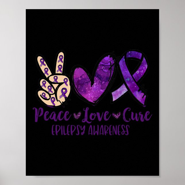 Peace love Cure Overdose Awareness Ribbon  Poster (Front)