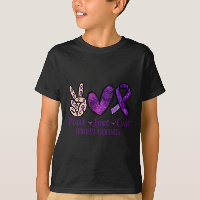 Peace love Cure Overdose Awareness Ribbon  T-Shirt (Front)