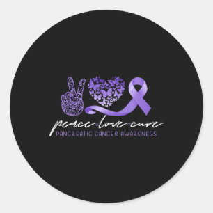 Peace Love Cure Pancreatic Cancer Awareness 1  Classic Round Sticker