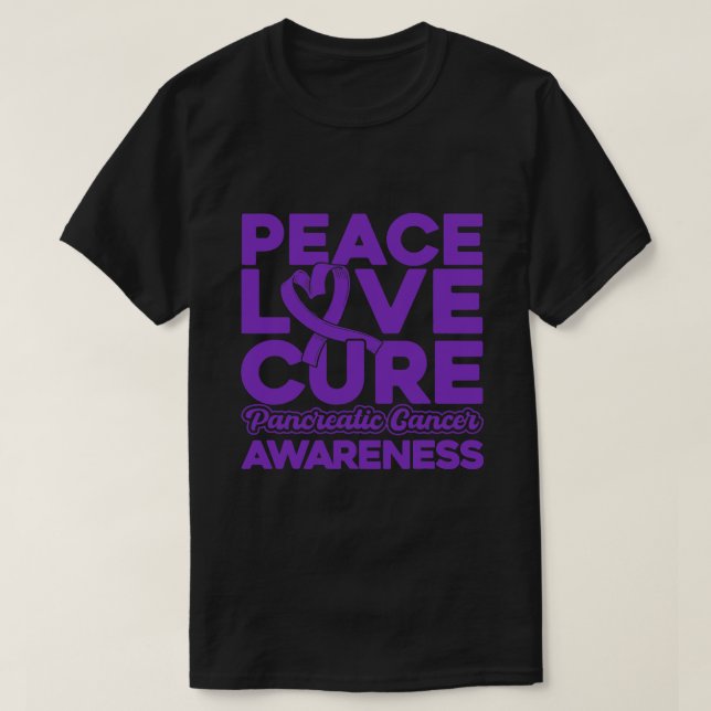 Peace Love Cure Pancreatic Cancer Awareness 1 T-Shirt (Design Front)