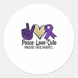 Peace Love Cure Pancreatic Cancer Awareness Classic Round Sticker