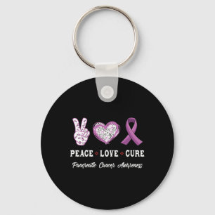 Peace Love cure Pancreatic cancer awareness men wo Key Ring