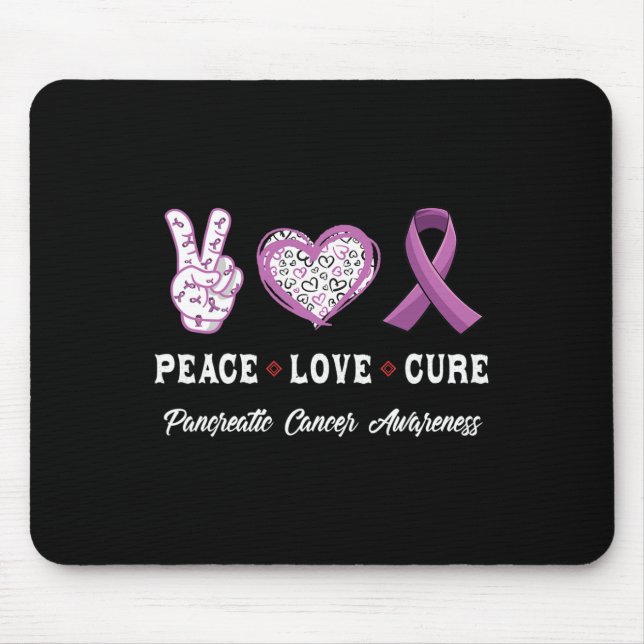 Peace Love cure Pancreatic cancer awareness men wo Mouse Mat (Front)