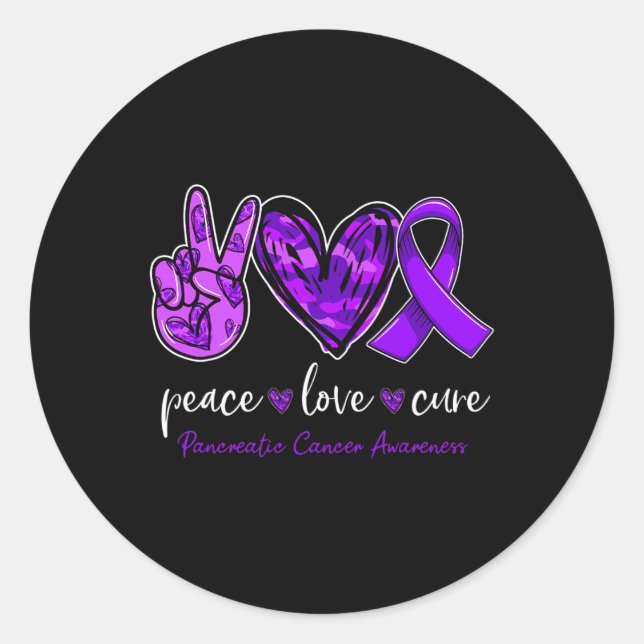 Peace love cure Pancreatic Cancer Awareness month  Classic Round Sticker (Front)