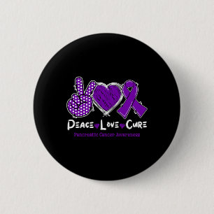 Peace Love Cure Pancreatic Cancer Awareness Purple 6 Cm Round Badge