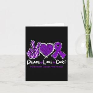 Peace Love Cure Pancreatic Cancer Awareness Purple Card