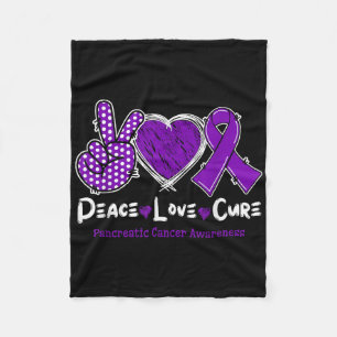 Peace Love Cure Pancreatic Cancer Awareness Purple Fleece Blanket