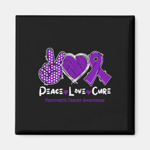 Peace Love Cure Pancreatic Cancer Awareness Purple Magnet