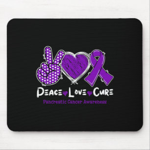 Peace Love Cure Pancreatic Cancer Awareness Purple Mouse Mat