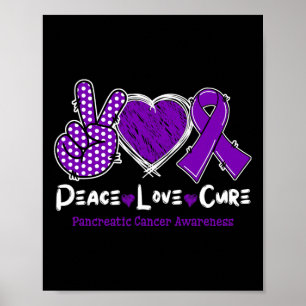 Peace Love Cure Pancreatic Cancer Awareness Purple Poster