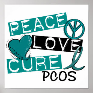 Peace Love Cure PCOS Polycystic Ovarian Syndrome Poster