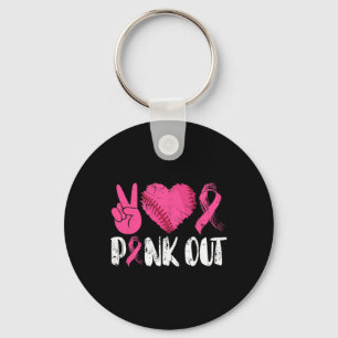 Peace Love Cure Pink Out Breast Cancer Bysebyll By Key Ring